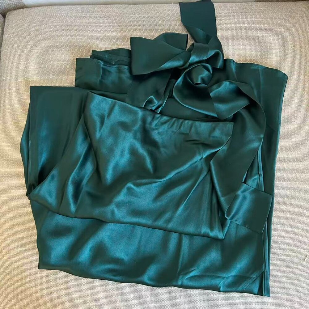 BEST Reformation Oren Silk Dress Small Forest Deep Green Party Cocktail Scarf - Picture 4 of 9
